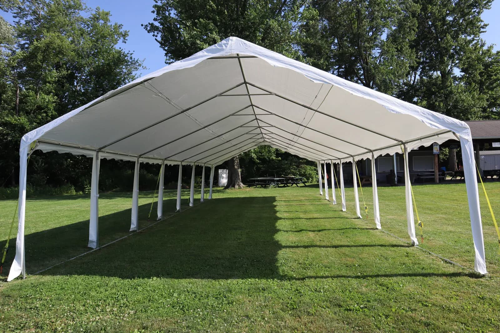 Large white event tent set up on the grounds at St. Joseph's Polish Society in Bristol, CT