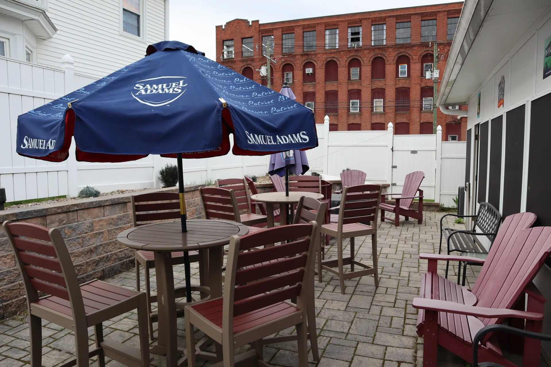 Outdoor patio and beer garden seating area
