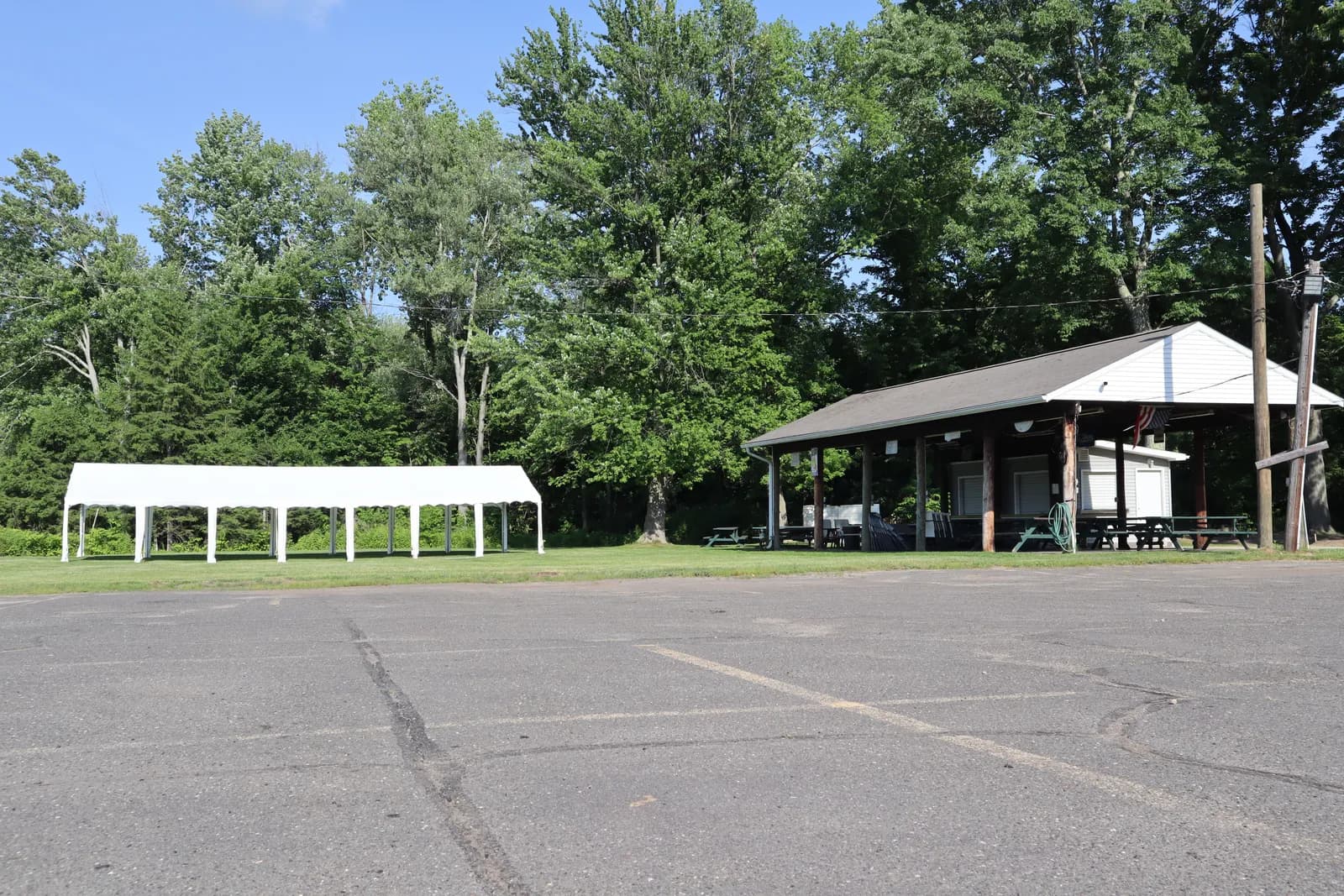 The outdoor pavilion seen across the club grounds