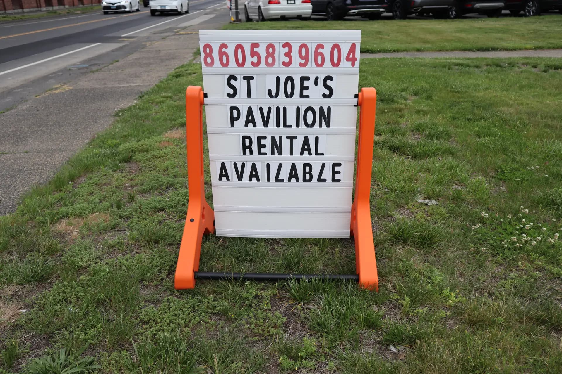 Pavilion rental sign at the club